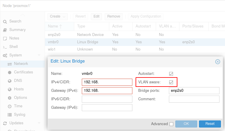 Enabling VLAN on each Proxmox node